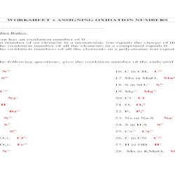 Oxidation number worksheet and answers