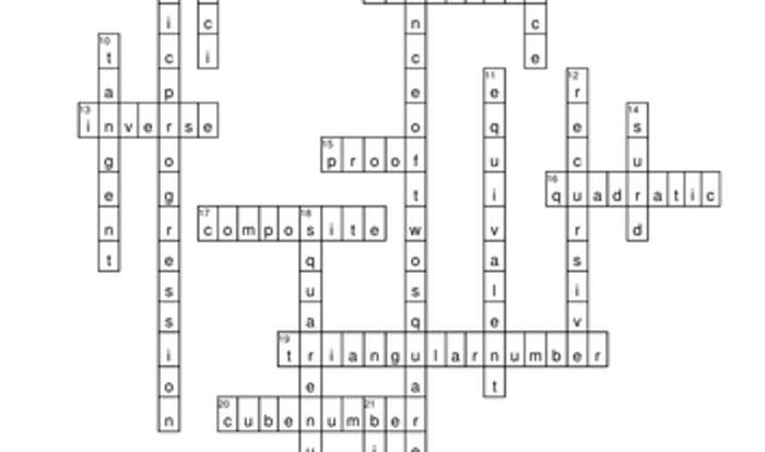 Algebra vocabulary crossword answer key