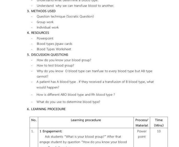 Blood typing game answer key