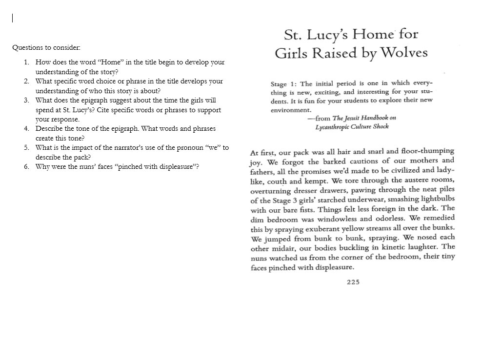 St lucy's home raised by wolves sparknotes