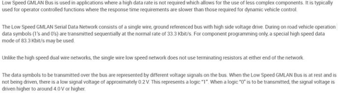 Low speed gmlan serial data